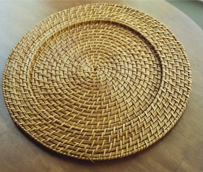 Super Quality Brown Square And Round Rattan Charger Plate - Buy ...