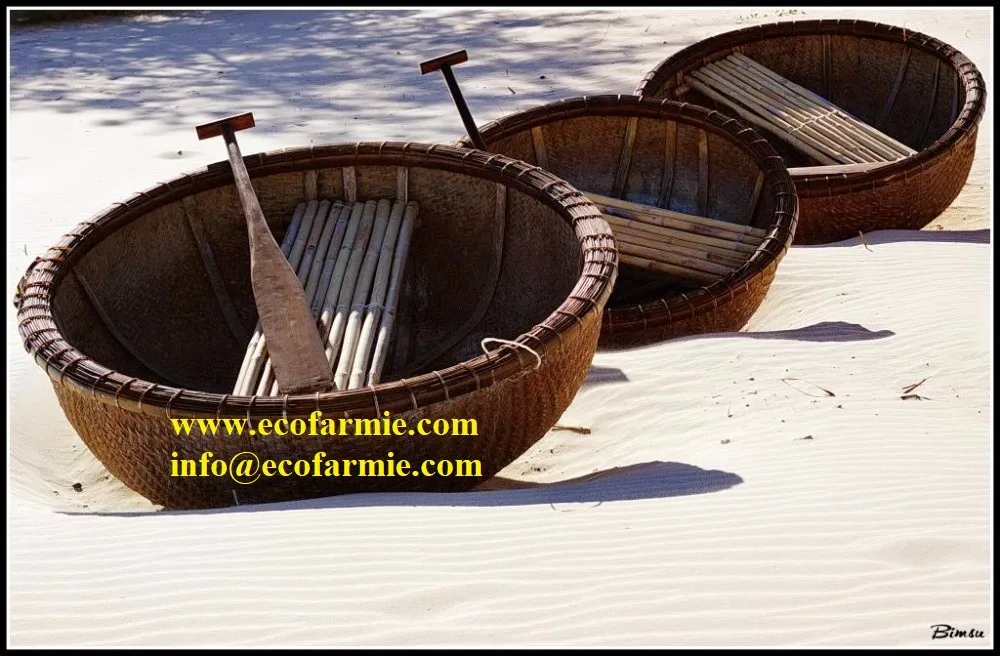 Cheap Round Bamboo Coracle Basket Boat With Paddles From Vietnam - Buy