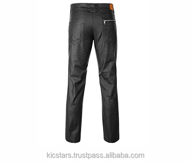 mens leather look pants