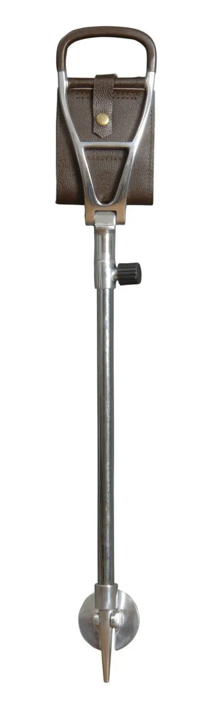 Polo Walking Seat Stick, Height Adjustable with Leather Sling Style Seat in Brown by Classic Canes