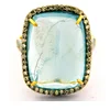 Wholesale Victorian Ring Studded With Diamonds And Aquamarine In 14k Gold And 925 Sterling Silver