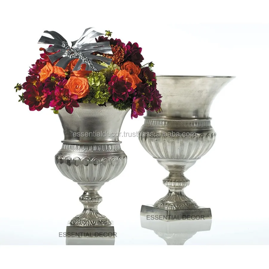 Embossed Flower Urn Vase Creative Handmade Metal Aluminum Flower Urn