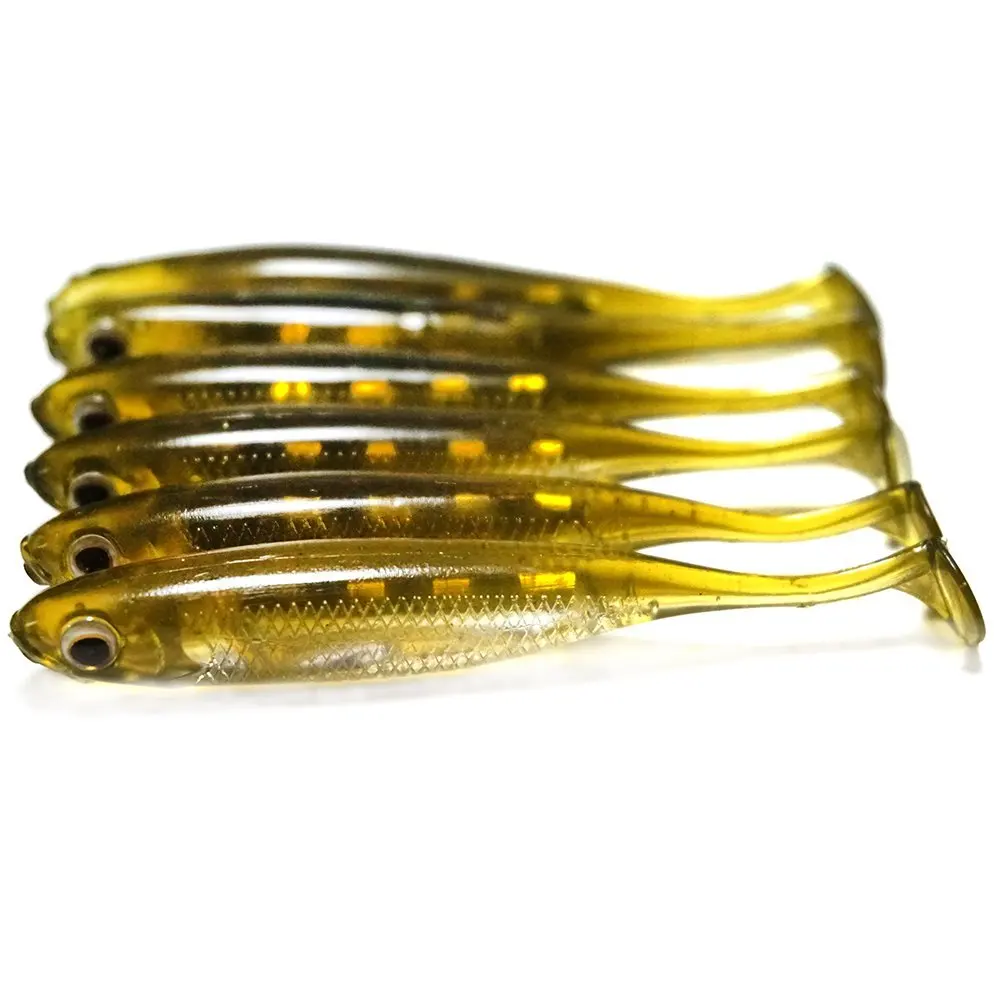 Dr.Fish Softbait Wiggle Shad Soft Plastic Swimbait Fishing Lure Smallmouth Bass Perch 3" Blue, Pumpkinseed, green