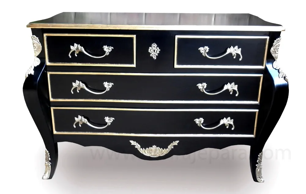 Muebles Para El Hogar-muebles De Madera Oro Negro Bombay De 4 Cajones