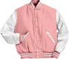 Pink Wool With White Leather Plain Best Quality Letterman Jackets Custom Varsity Jackets