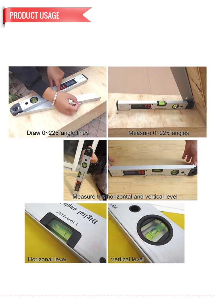 400mm Digital Angle Finder With Lcd Screen,Multipurpose Protractor Level Tool With Leg