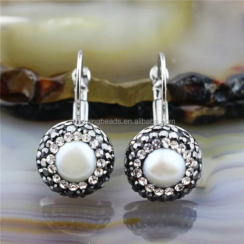 CH-ZSE0393 natural stone pendant jewelry earring,rhinestone fashion agate stud earring,wholesale gemstone dangle earring