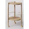 industrial tri pod golden finish round mango wooden top unique design end table with wheels coffee table