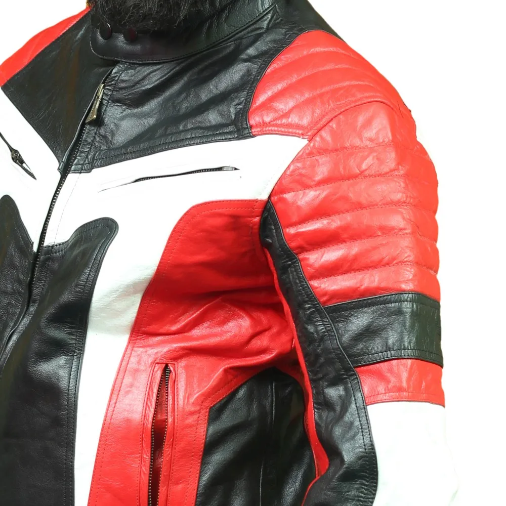 Stylish Mens Biker Racing Leather Jacket,Fashion Leather Motorcycle