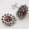 925 Silver NATURAL RUBY GEMSTONE STUDS Hanging Earrings 0.6"