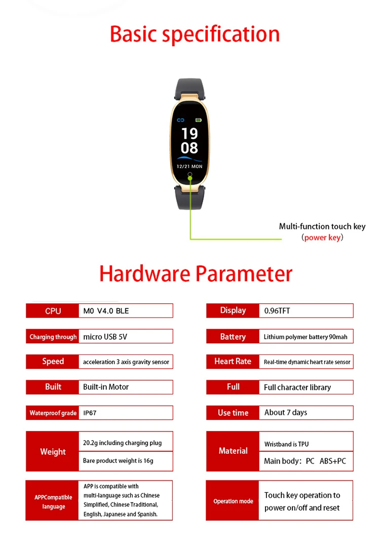 2018 Best New Smart Wristband S3 Smart Bracelet S 3 Smart Band with Fitness Tracker