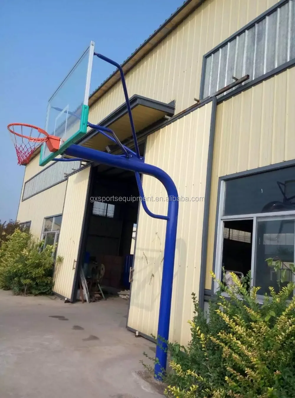 Cheap Outdoor Round Pipe Inground Basketball Stand Hoop For School Use