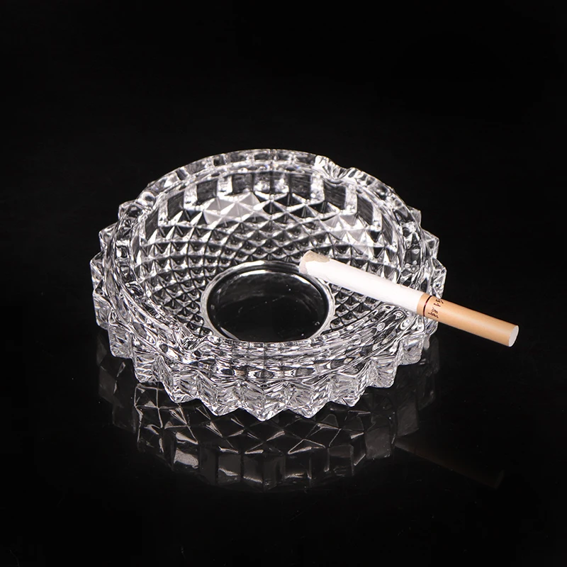 Round Shape Crystal Ashtray With Company Custom Logo For Business Gift