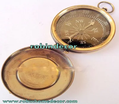 Brass Sundial Compass Necklace Pendant Old Vintage Antique Pocket Style 