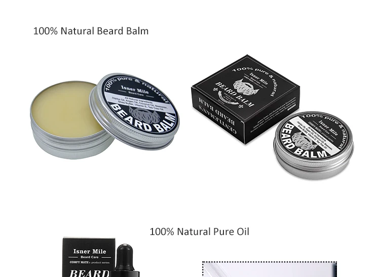 Isner Mile or Customize Private label 6 items organic beard grooming kit with beard comb and brush for beard shaper men