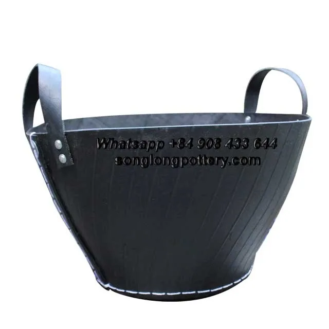 Home And Garden Recycled Tire Rubber Basket Tradition With Handles