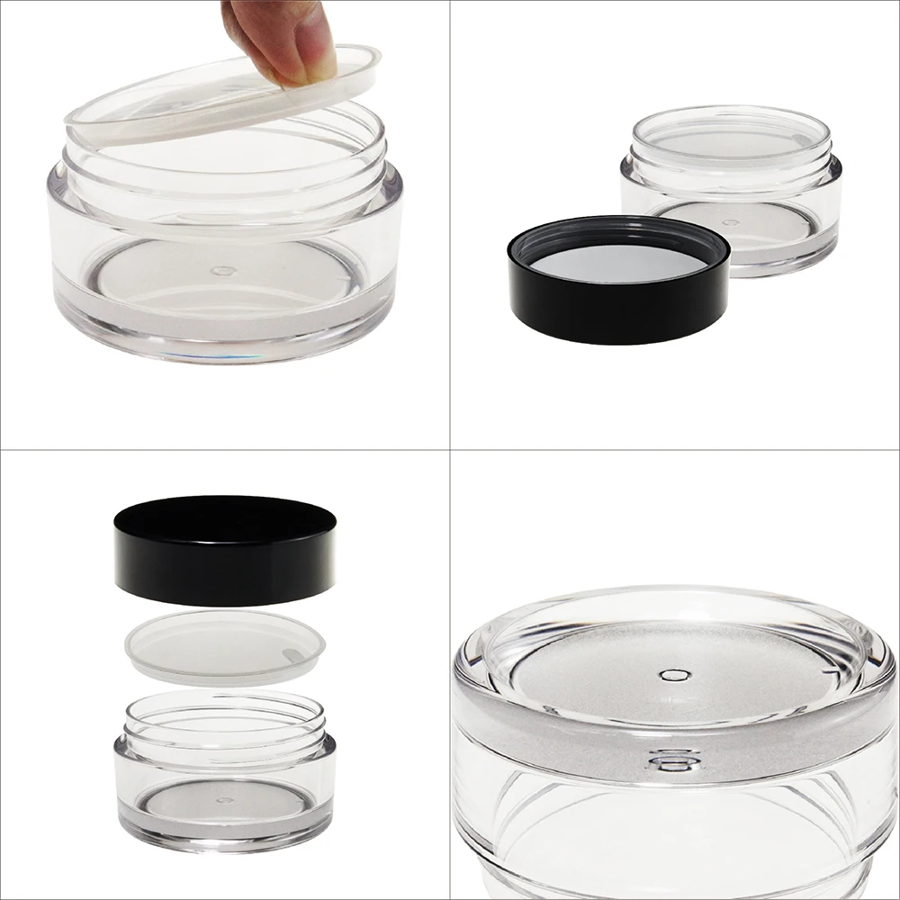 Heavy Wall PET Pure Plastic Clear Transparent Single Wall 15ml - 250ml Round Cream Jar with PET Cap ABS Lid BPA Free (TA series)