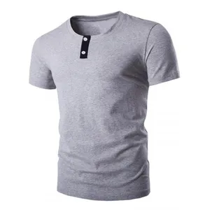 Round Neck Button Design Short Sleeve T-Shirt For Men Round Neck Button Design Short Sleeve T-Shirt For Men