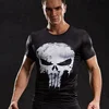 Punisher Compression Shirt Men marvel superhero punisher compression shirt men's sport t shirt running gym fitness tights tee sh