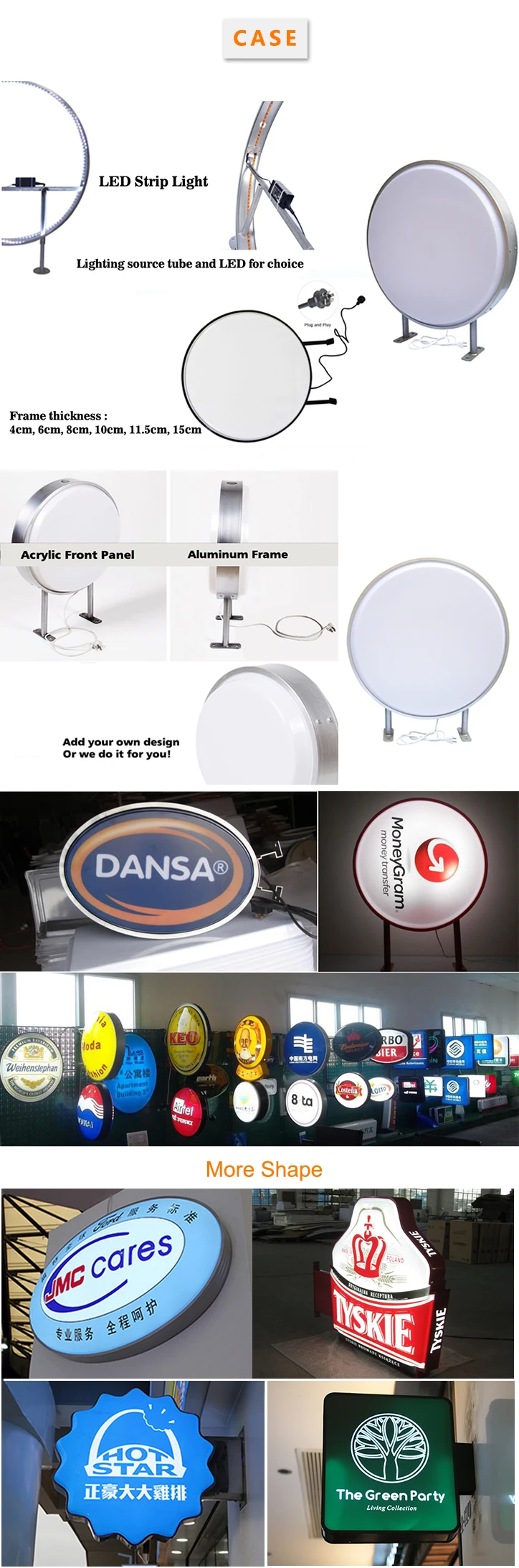 便宜的价格中国制造商灯箱定制广告圆形灯箱旋转 3d 灯箱