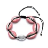 ANDE-T3003 Cowrie Shell Bracelet Multi Color Colorful Cowrie Bracelet with Silver Trim Boho Bracelet