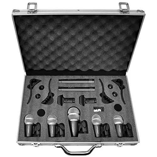 Use For Drums Inserts Vocal Mics Holder XTUGA NEW MI7 7-Piece Metal Wired Dynamic Drum Mic Kit- Kick Bass Other Instrument Complete with Thread Clip Tom//Snare /& Cymbals Microphone Set