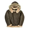 Air force Police Vintage Authentic Sheepskin Jacket-Long shear ling leather jacket for Men Winter leather jacket Fur lining
