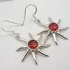 Solid sterling silver cab round shape red carnelian dangle earrings exclusive offers new fashion jewelry