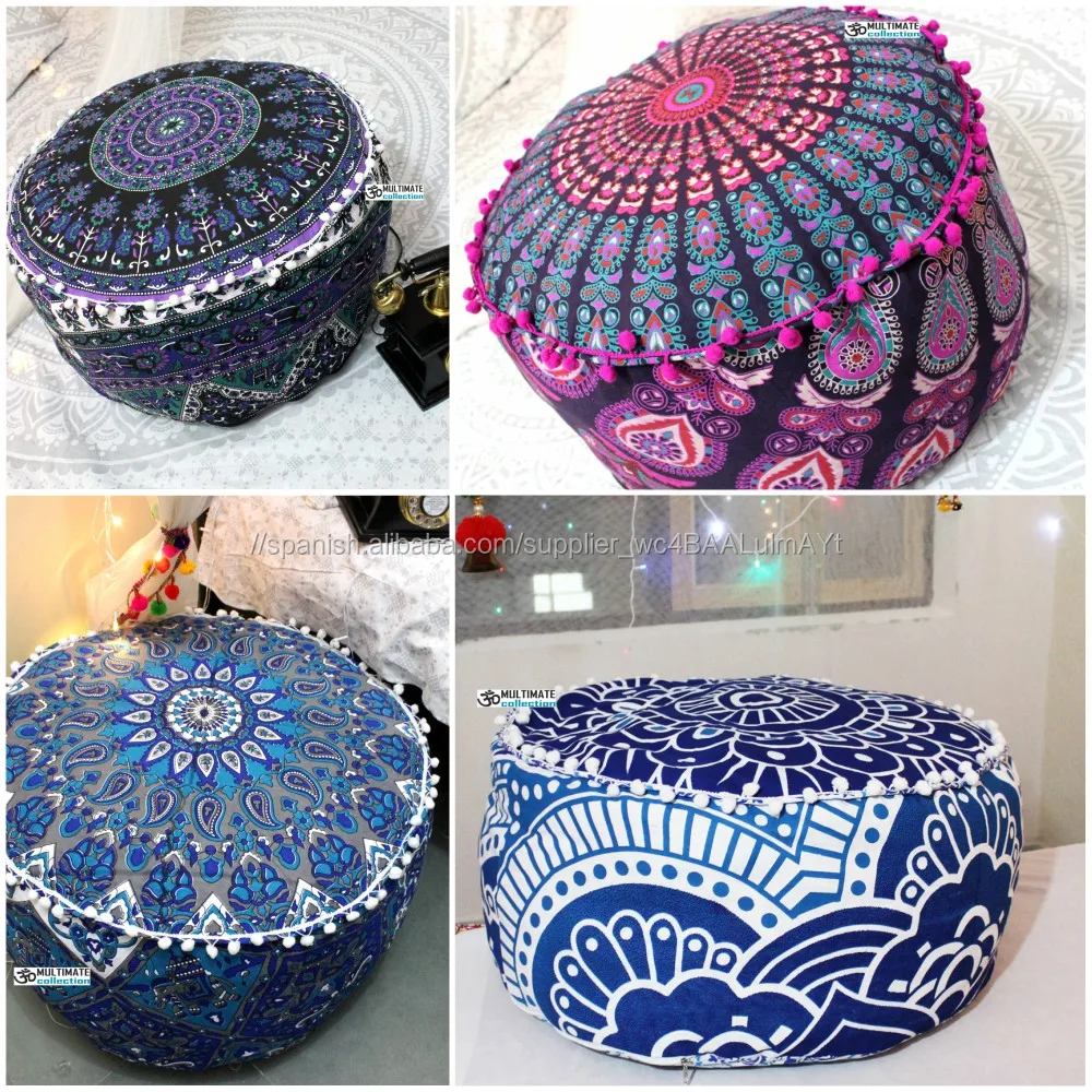 estilo vintage taburete vintage para sillas de estilo hippie Puf redondo indio de retazos otomanos decoraci/ón de piso para decoraci/ón del hogar hecho a mano