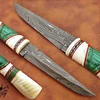 Custom Made Damascus Steel Skinner/Hunting Knife + Pouch SKNR-005