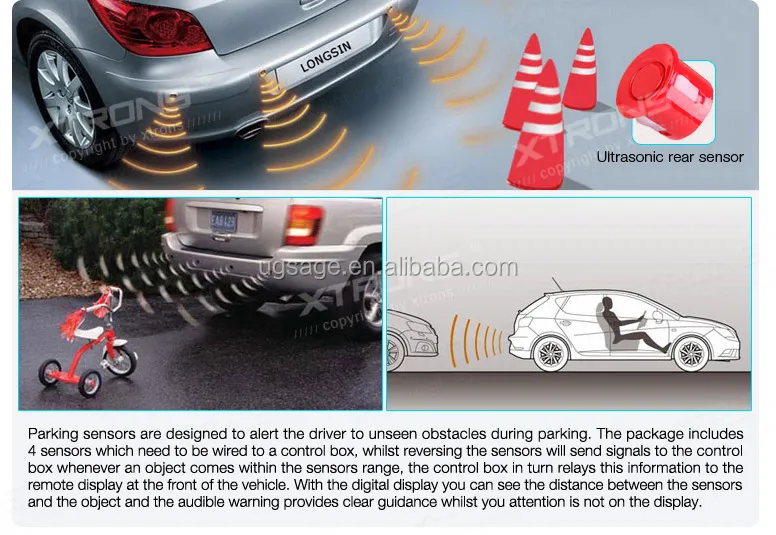 Xtrons Parking Sensor With 4 Bright Red Ultrasonic Rear