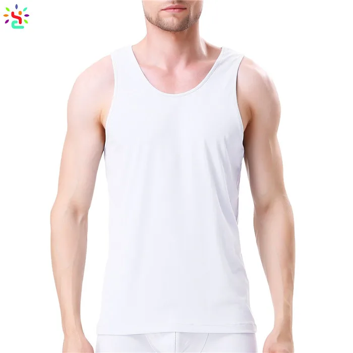 White Undershirt Men Tank Top Plain Basic Tee Crew Neck Sleeveless T ...