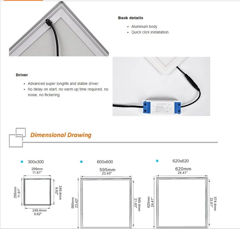 High Brightness LED Panel light Square Panel Lights Ceiling Recessed Lamps AC85-265V With Adapter