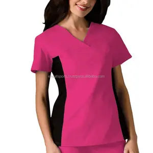 Women's V-Neck Solid Knit Panel medical Scrub Top,Color Combination Scrub Shirt, Women's 2 Pocket V-Neck Solid Scrub Top/Hospita Women's V-Neck Solid Knit Panel medical Scrub Top,Color Combination Scrub Shirt, Women's 2 Pocket V-Neck Solid Scrub Top/Hospita