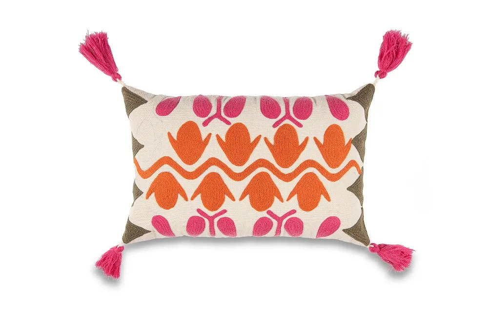 Wholesale Designer Travel Pillow With Added Pom Pom Cotton Lumbar