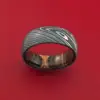CUSTOM HANDMADE DAMASCUS STEEL IRON WOOD SLEEVE RINGS WITH BOX