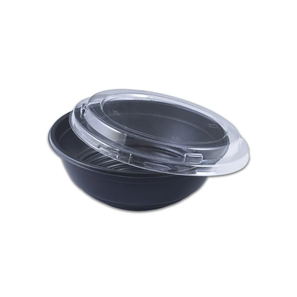 Al Bayader Disposable Microwave Safe Black Plastic Soup Bowl With Lid