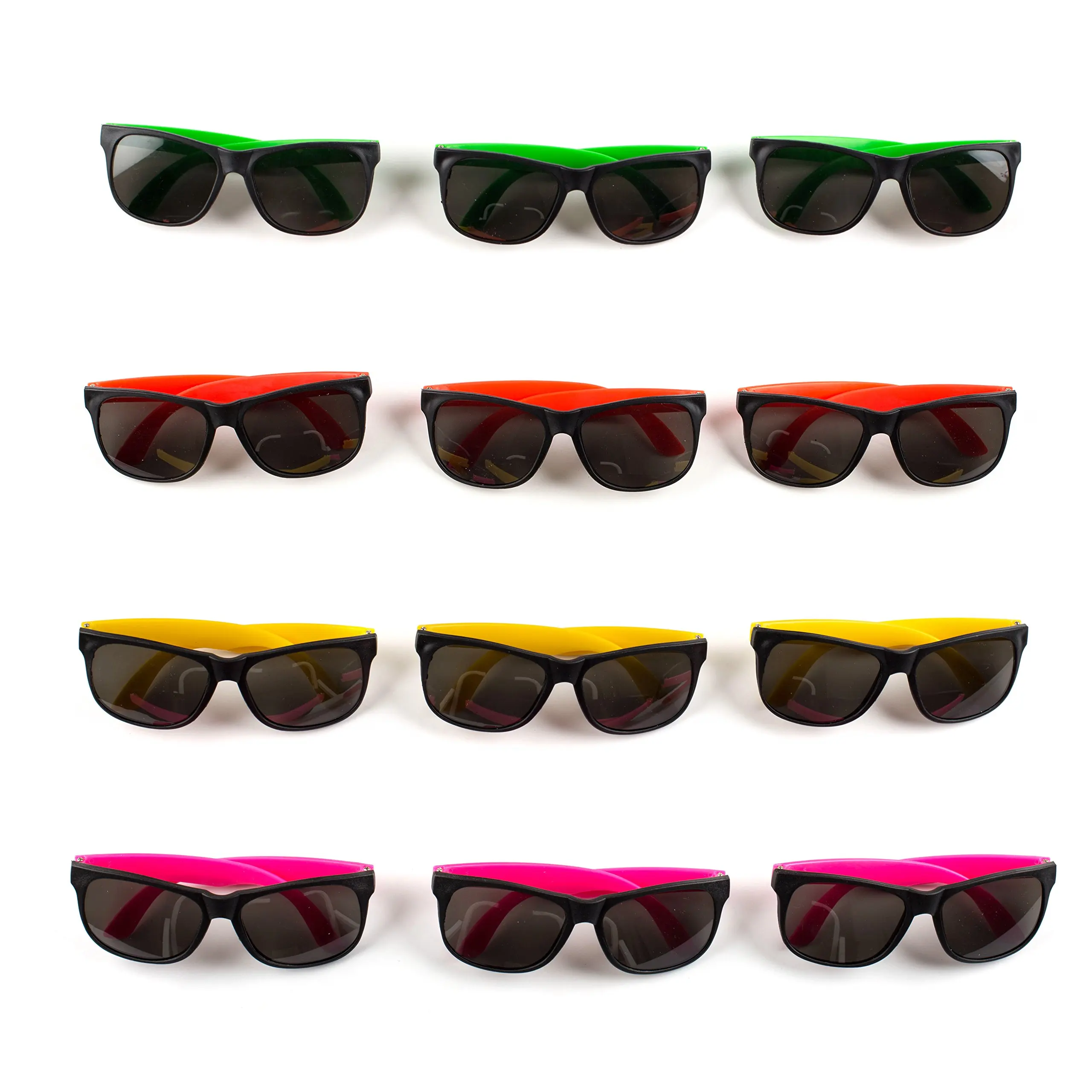 Goody Bag Filler Beach /& Pool Party Favors Bright Summer Colors 80s Party- 12 Classic 12 Wrap-Around Sunglasses Beach Party Favors Neon Bulk Kids /& Adults Sunglasses Party Favors 24 Pack Birthday /& Fun Parties Supplies Goody Bag Filler By 4Es