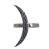 Black Diamond Religious Design 925 Sterling Silver Crescent Moon Ring