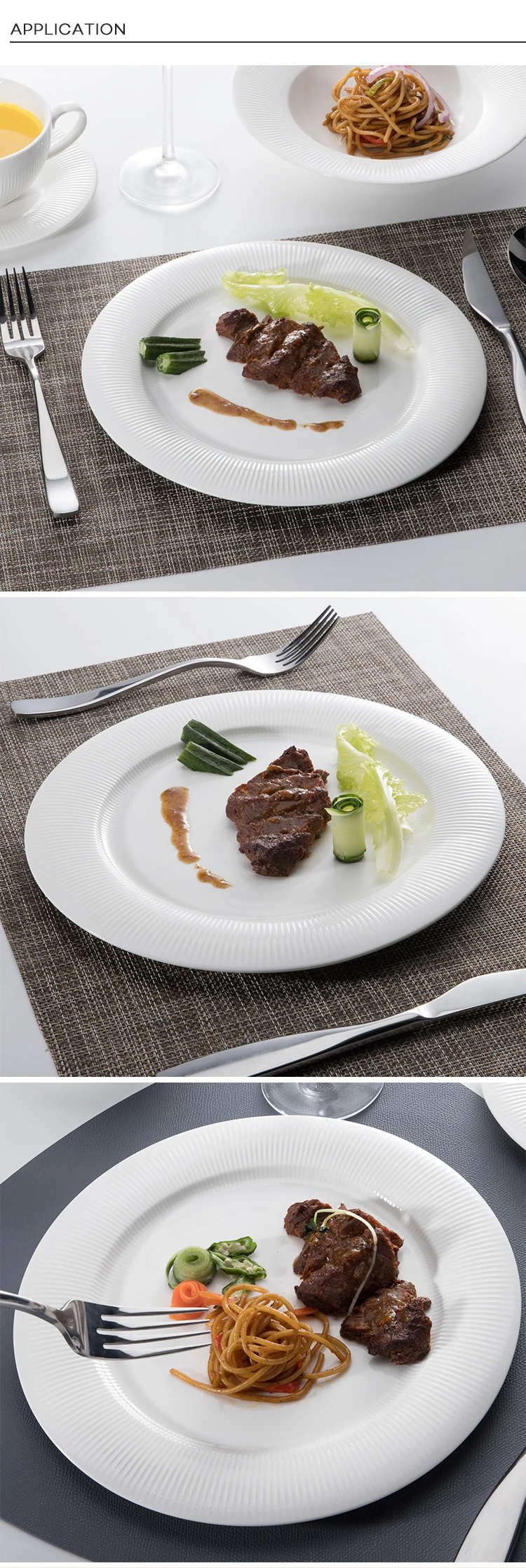 Microwave Safe Catering Dinnerware Salad Porcelain Plates Dishes, Wedding Crokery Tableware Horeca Dinner Ceramic Pizza Plate$