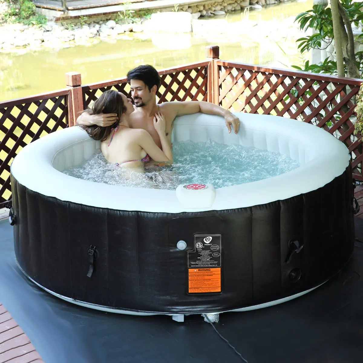 Goplus 6 Person Portable Inflatable Hot Tub for Outdoor Jets Bubble Massage...
