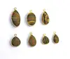 Synthetic Brown-Yellow Turquoise Multi Shapes Gemstone Charm Connector Pendant 24k Gold Plated Bezel For Making Designer Jewelry