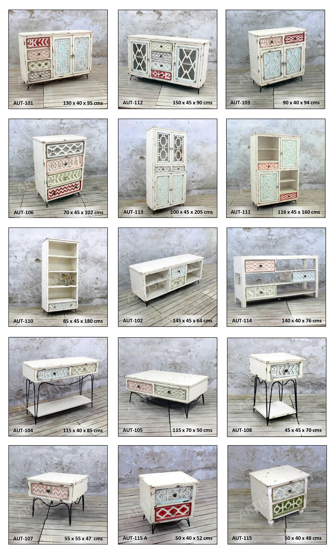 Antique Rustic Distressed Wooden French Sideboard Vintage Shabby Chic Metal Wood Living Room