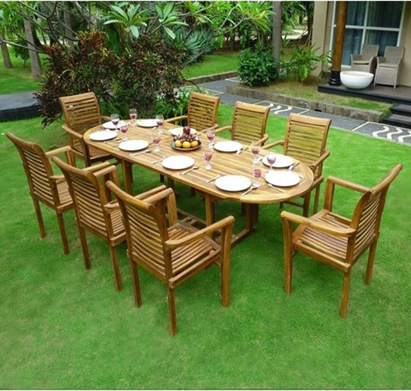 Комплект 6 стульев. Комплект садовой мебели из тика 12 стульев. Большой стол в саду. Овальный стол для веранды. Садовая мебель пластиковая.