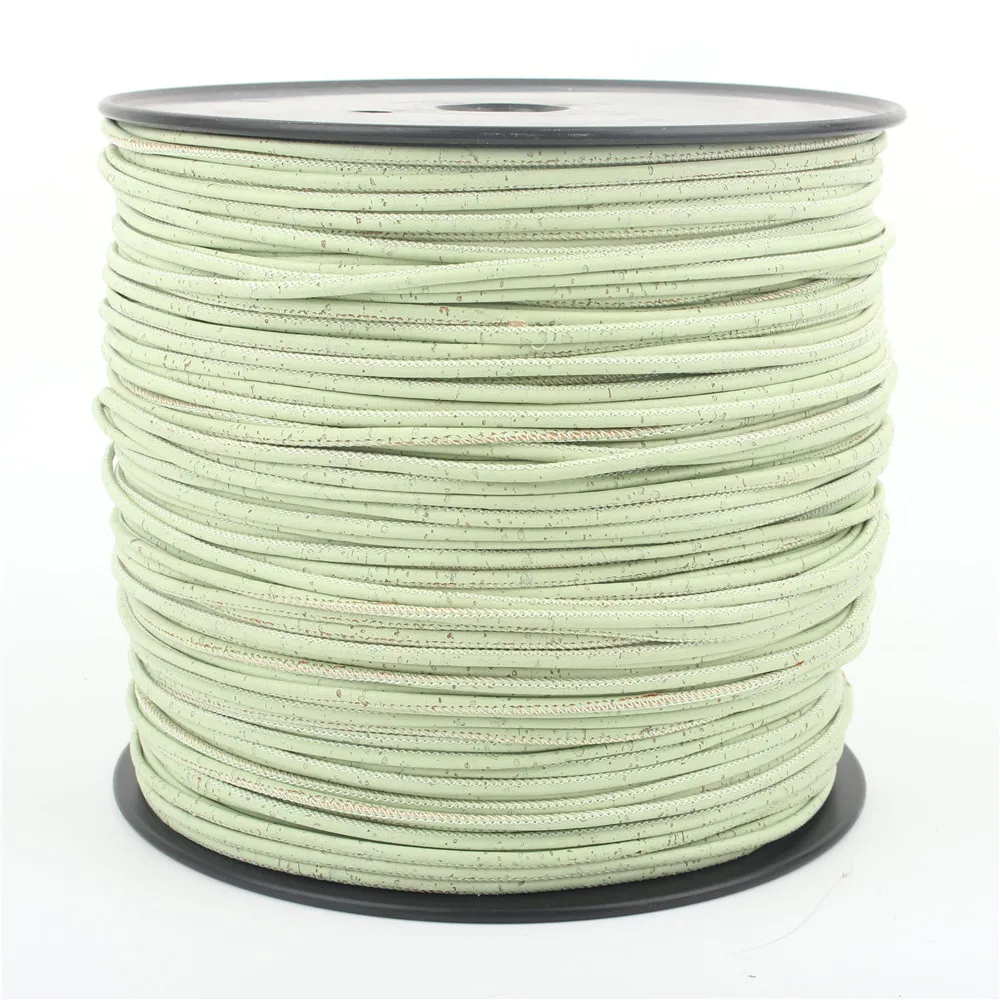 3mm round light green cork cord natural Portuguese cork wholesale jewelry supplies /Findings Cor-174
