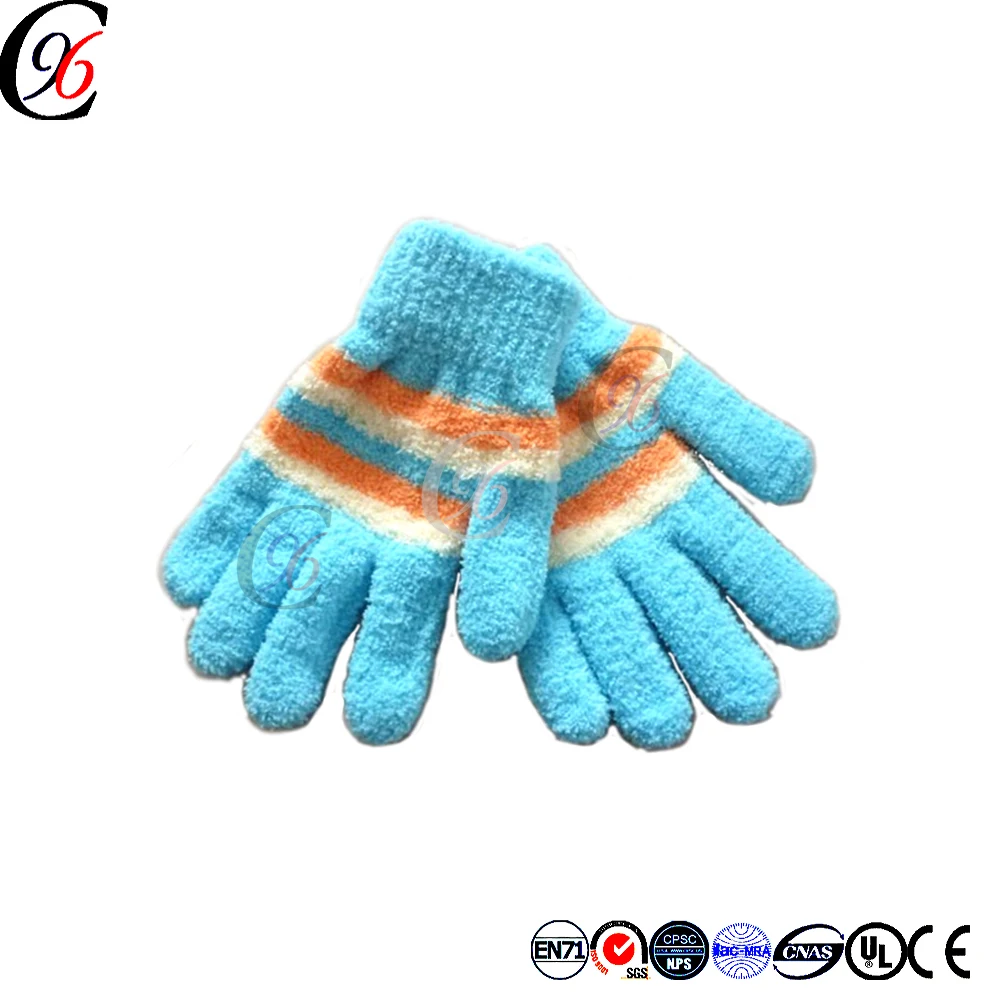 Chengxing top quality custom wholesale acrylic knitted crochet keep warm acrylic magic stretch cheap funny winter glove