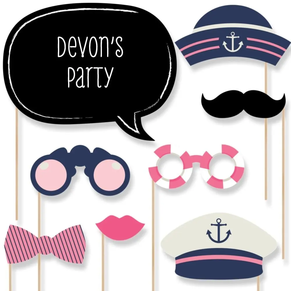 Buy Custom Ahoy Nautical Girl Photo Booth Props Kit Personalized Anchor Theme Nautical Party Supplies 20 Selfie Props In Cheap Price On Alibaba Com