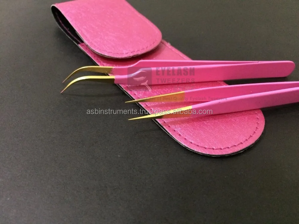 Red Gold Stainless Steel Eyelash Extension Tweezers Lash Tweezers