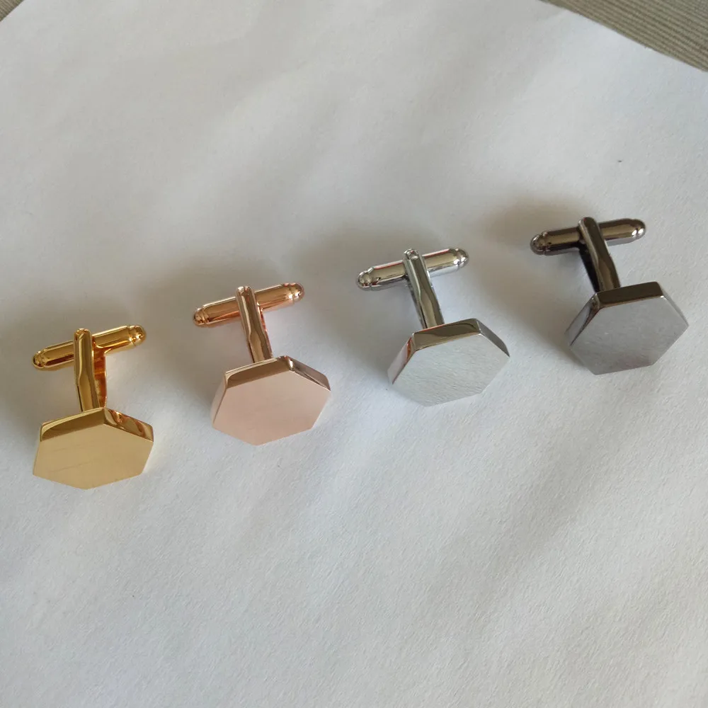Custom made copper cufflink blanks 18k gold plating new cuff links set.jpg
