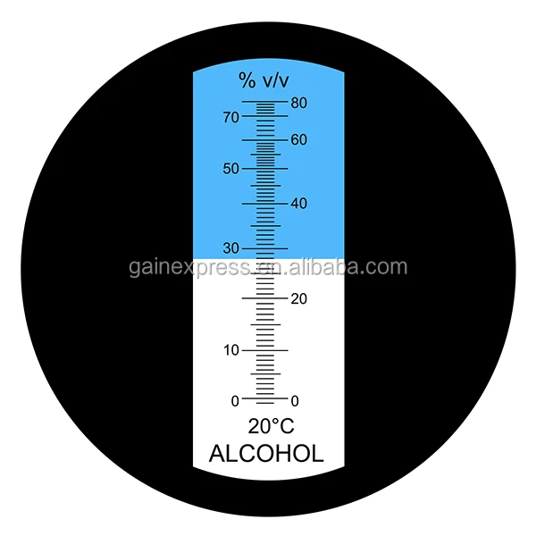 RCYAGO Handheld con Sola Mana Escala 0 - 80% Alcohol Refractómetro para Bebidas Drásticas y Destiladas y Etanol con Agua Como Whisky Brandy 